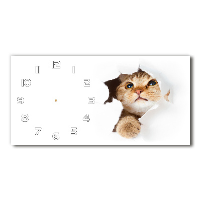 Horloge horizontale Chat dans un trou
