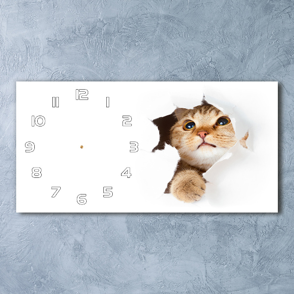 Horloge horizontale Chat dans un trou