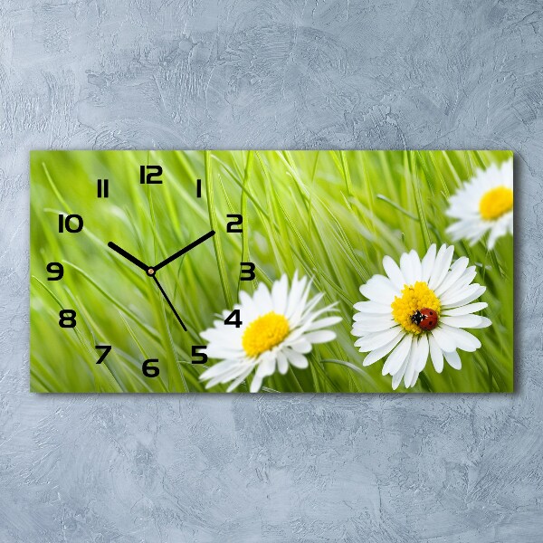 Horloge horizontale en verre Marguerites