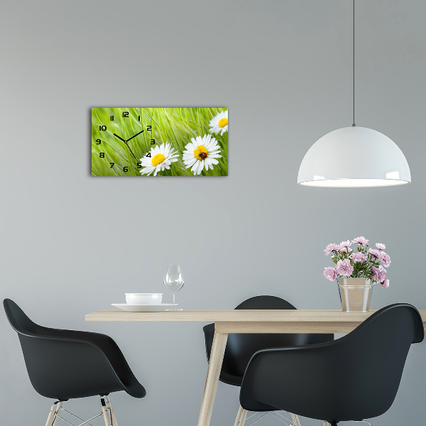 Horloge horizontale en verre Marguerites