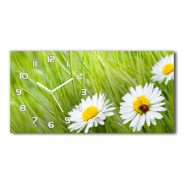 Horloge horizontale en verre Marguerites