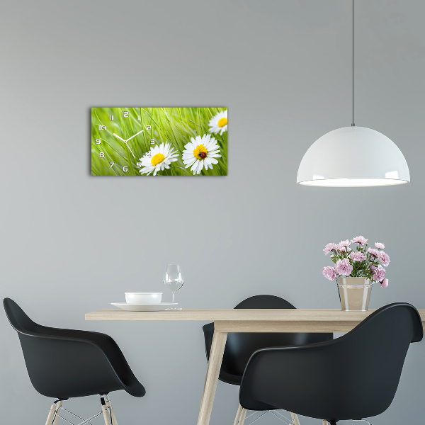 Horloge horizontale en verre Marguerites