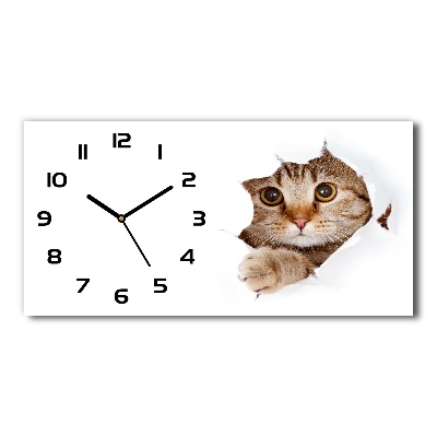 Horloge horizontale en verre Chat