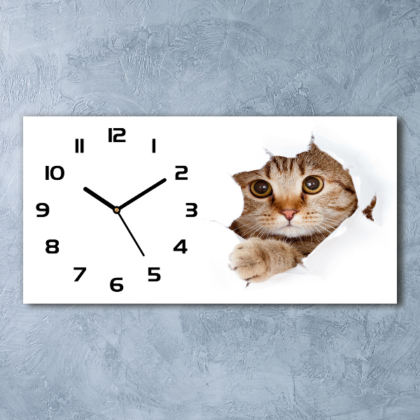 Horloge horizontale en verre Chat