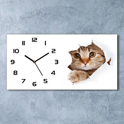 Horloge horizontale en verre Chat