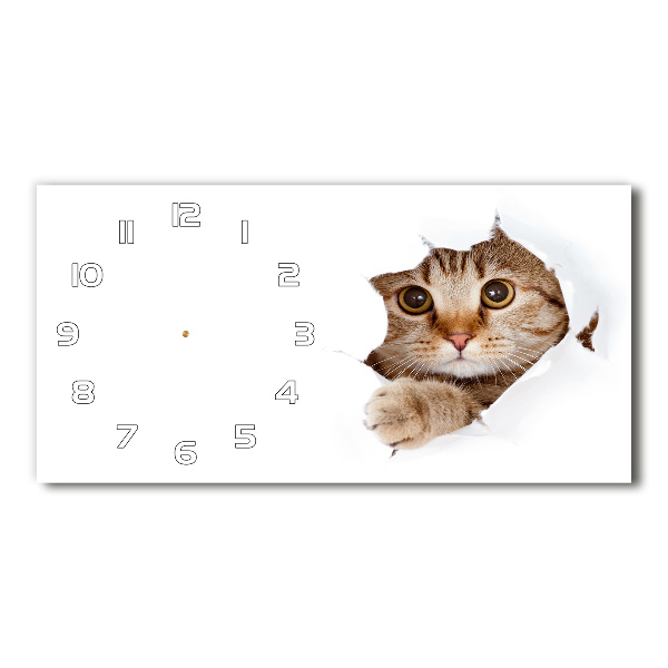 Horloge horizontale en verre Chat
