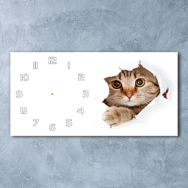 Horloge horizontale en verre Chat