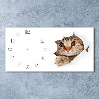 Horloge horizontale en verre Chat