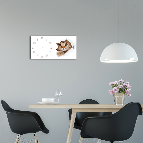 Horloge horizontale en verre Chat
