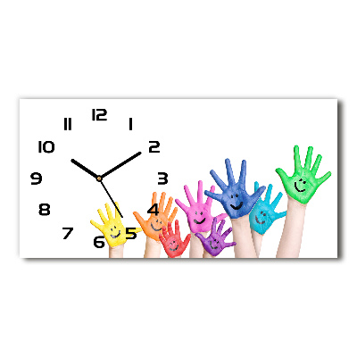 Horloge horizontale en verre Mains peintes
