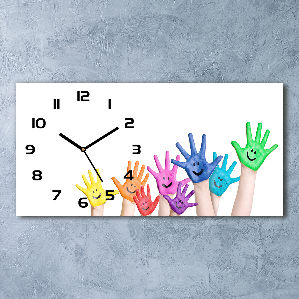 Horloge horizontale en verre Mains peintes