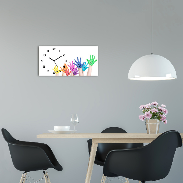 Horloge horizontale en verre Mains peintes