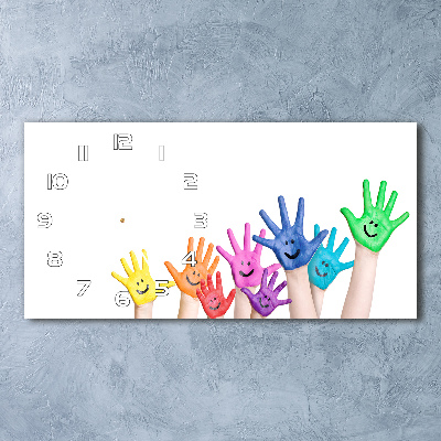 Horloge horizontale en verre Mains peintes