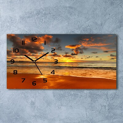 Horloge rectangulaire horizontale Plage au coucher du soleil