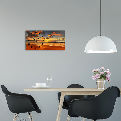 Horloge rectangulaire horizontale Plage au coucher du soleil