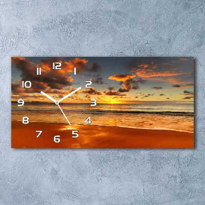 Horloge rectangulaire horizontale Plage au coucher du soleil