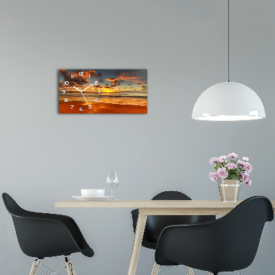 Horloge rectangulaire horizontale Plage au coucher du soleil