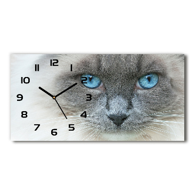 Horloge horizontale en verre Chat aux yeux bleus