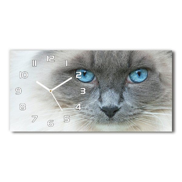 Horloge horizontale en verre Chat aux yeux bleus