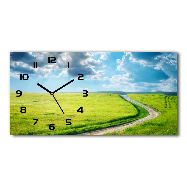 Horloge horizontale en verre Chemin dans la prairie