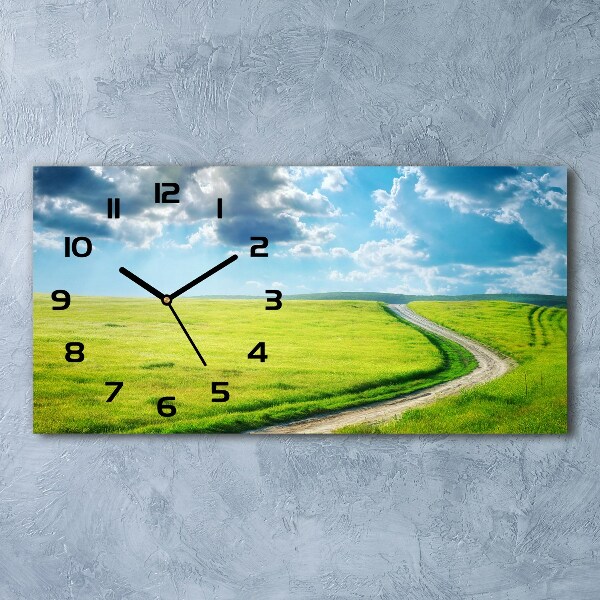 Horloge horizontale en verre Chemin dans la prairie
