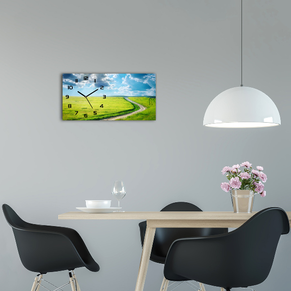 Horloge horizontale en verre Chemin dans la prairie