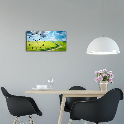 Horloge horizontale en verre Chemin dans la prairie