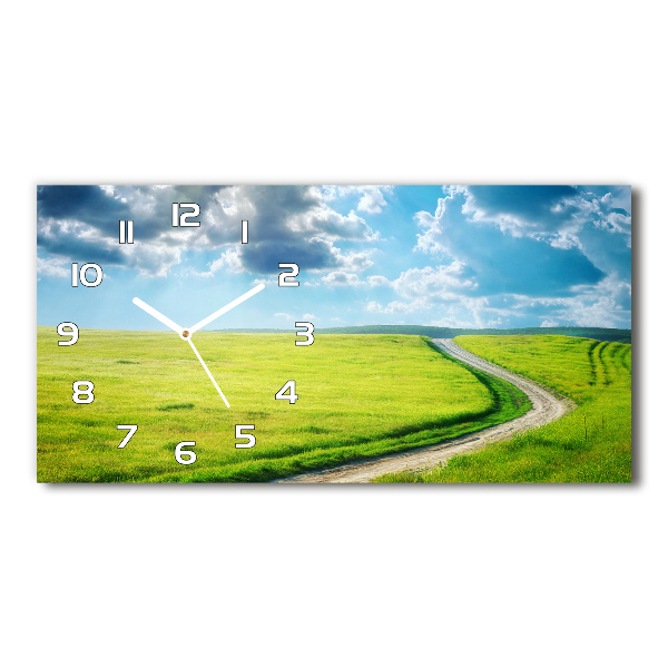 Horloge horizontale en verre Chemin dans la prairie