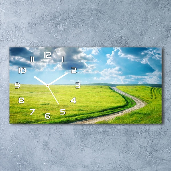 Horloge horizontale en verre Chemin dans la prairie