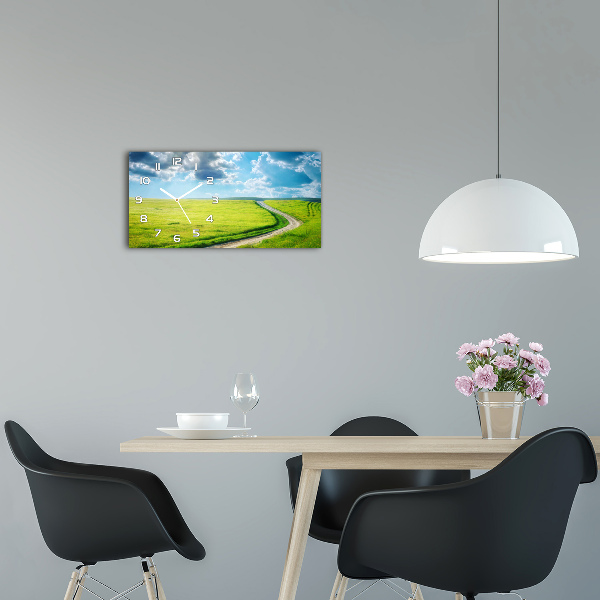 Horloge horizontale en verre Chemin dans la prairie