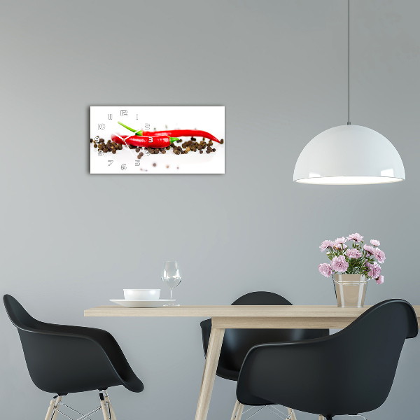 Horloge horizontale en verre Piment et poivre