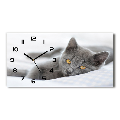 Horloge rectangulaire horizontale Chat gris