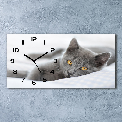 Horloge rectangulaire horizontale Chat gris