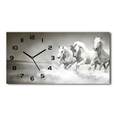 Horloge horizontale en verre Cheval blanc