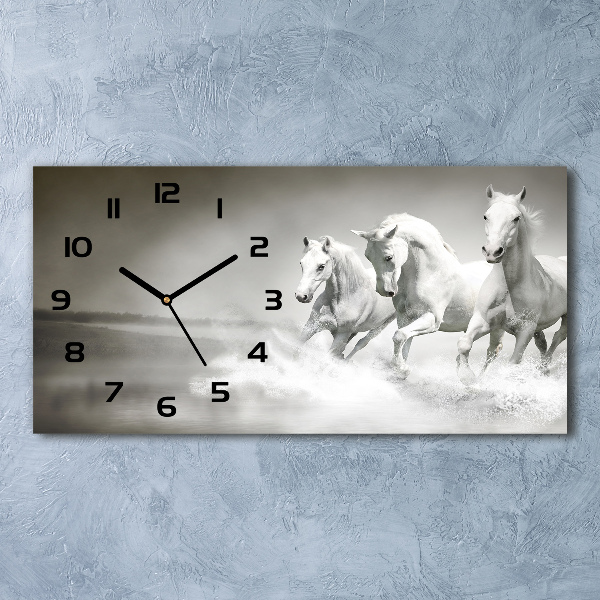 Horloge horizontale en verre Cheval blanc