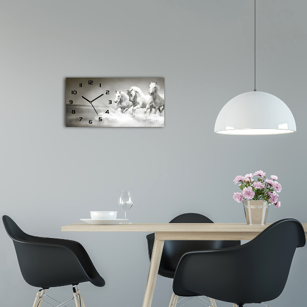 Horloge horizontale en verre Cheval blanc