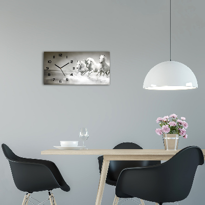 Horloge horizontale en verre Cheval blanc