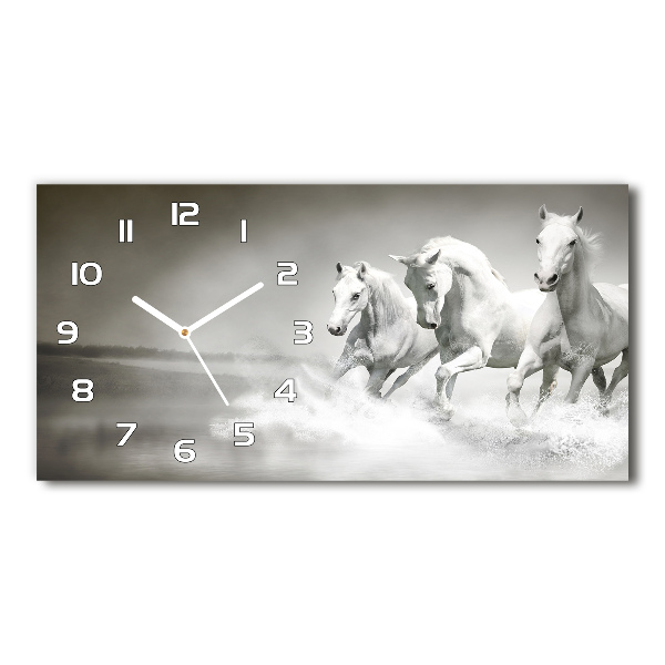 Horloge horizontale en verre Cheval blanc