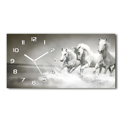 Horloge horizontale en verre Cheval blanc