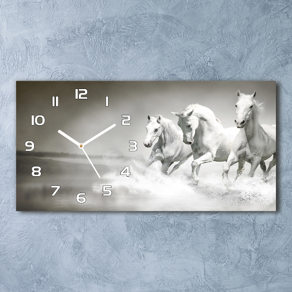 Horloge horizontale en verre Cheval blanc