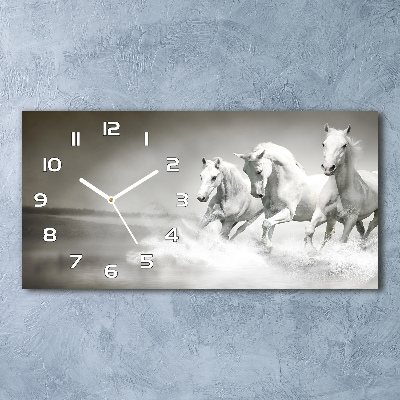 Horloge horizontale en verre Cheval blanc