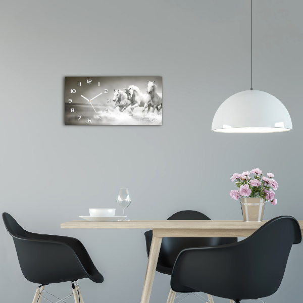 Horloge horizontale en verre Cheval blanc
