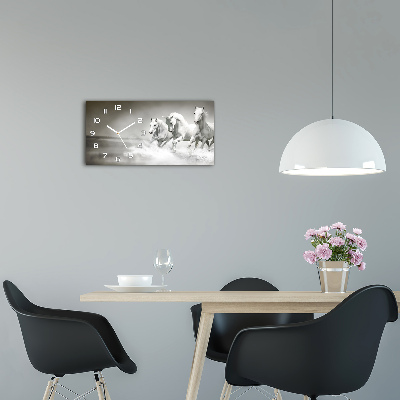Horloge horizontale en verre Cheval blanc