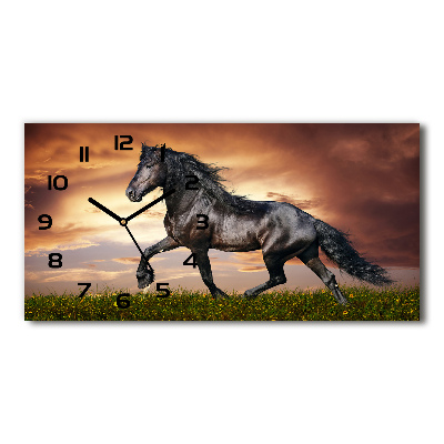 Horloge murale horizontale Cheval au trot