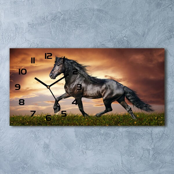 Horloge murale horizontale Cheval au trot