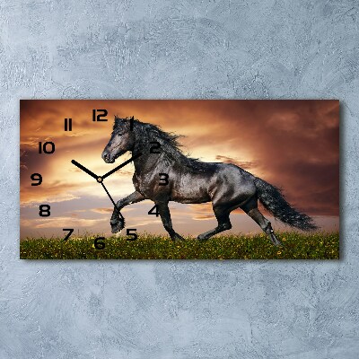 Horloge murale horizontale Cheval au trot