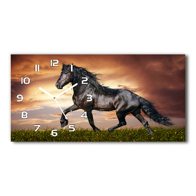Horloge murale horizontale Cheval au trot