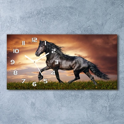 Horloge murale horizontale Cheval au trot