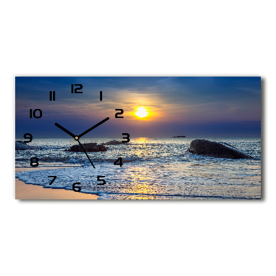 Horloge horizontale en verre Coucher de soleil sur la mer