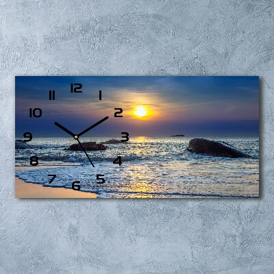 Horloge horizontale en verre Coucher de soleil sur la mer